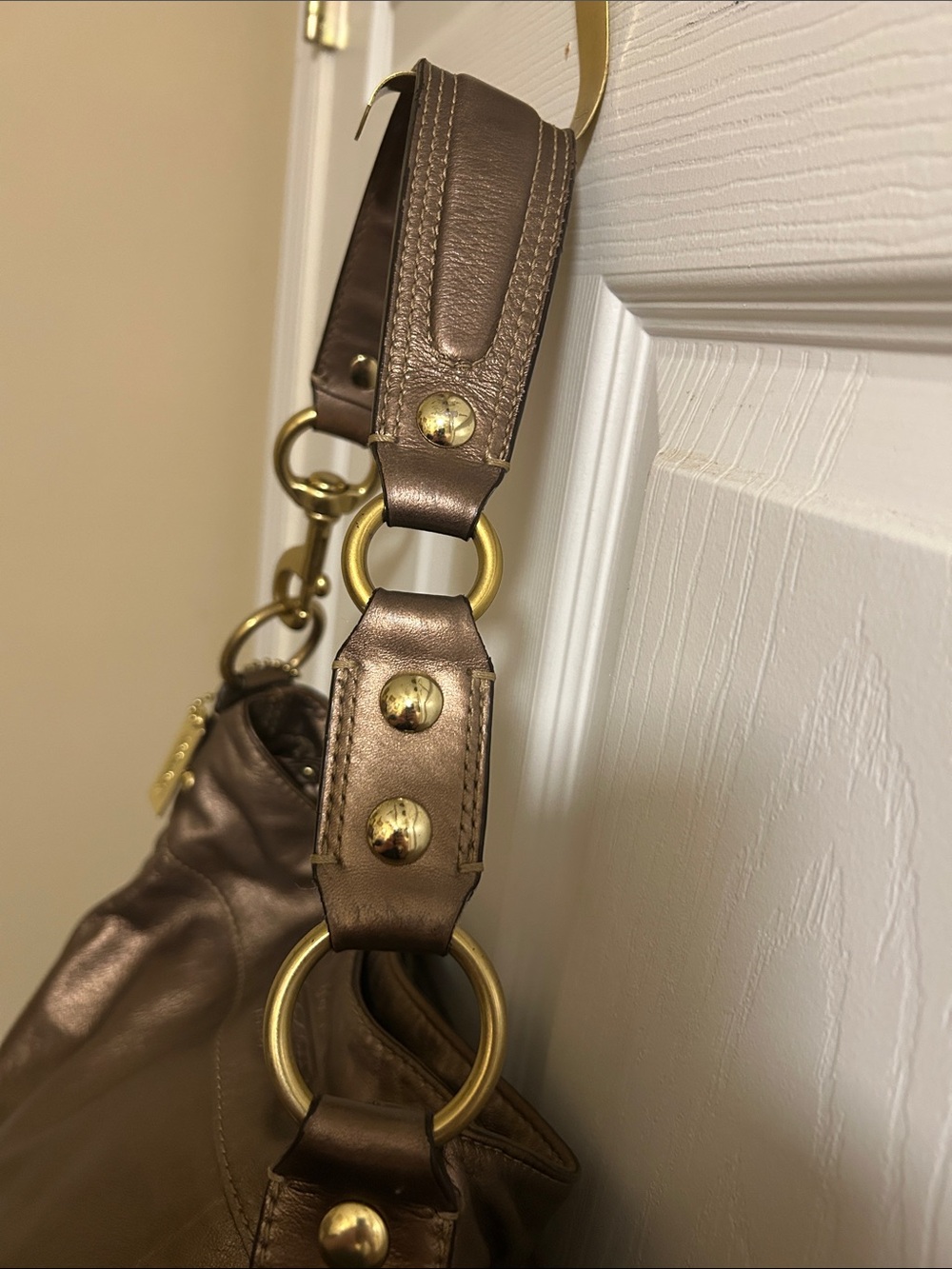 Coach Metallic Bronze Leather Shoulder Bag with Gold Hardware - Picture 3 of 11